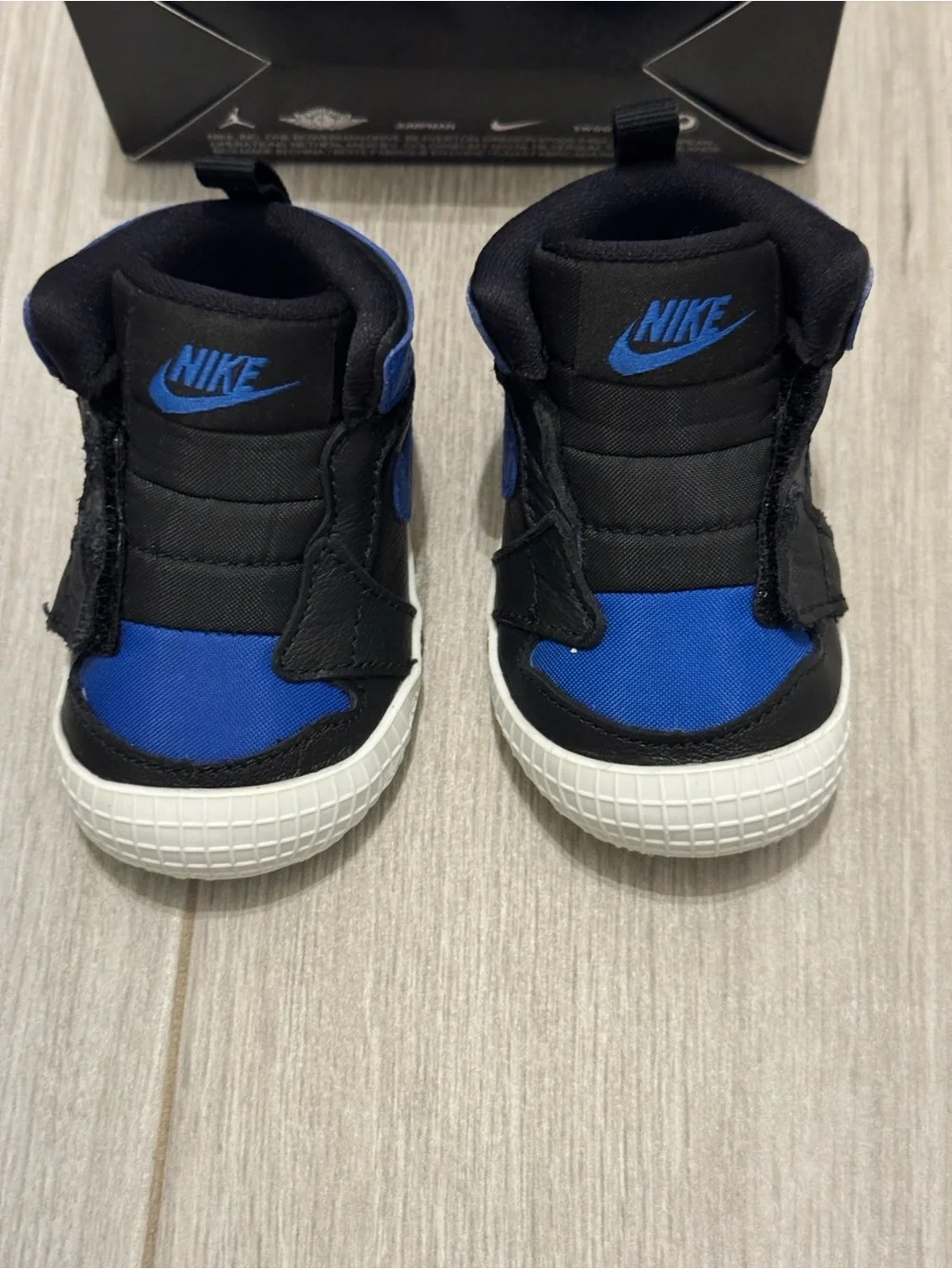 Nike Baby Blue and Black Jordan 1 Crib Shoe